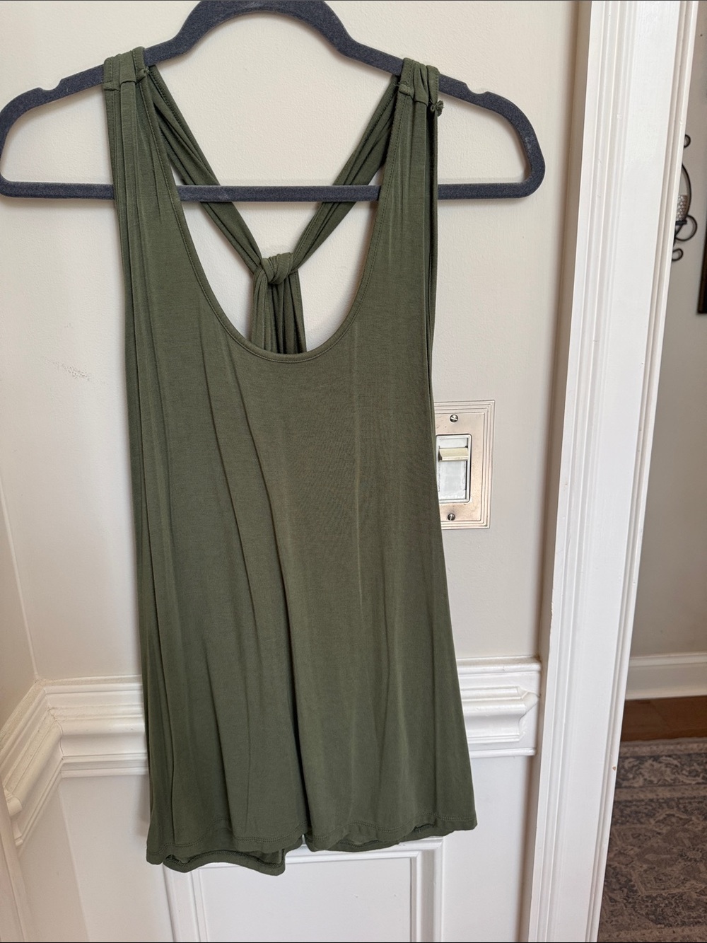 Market & Spruce Olive Green Knot-Back Tank